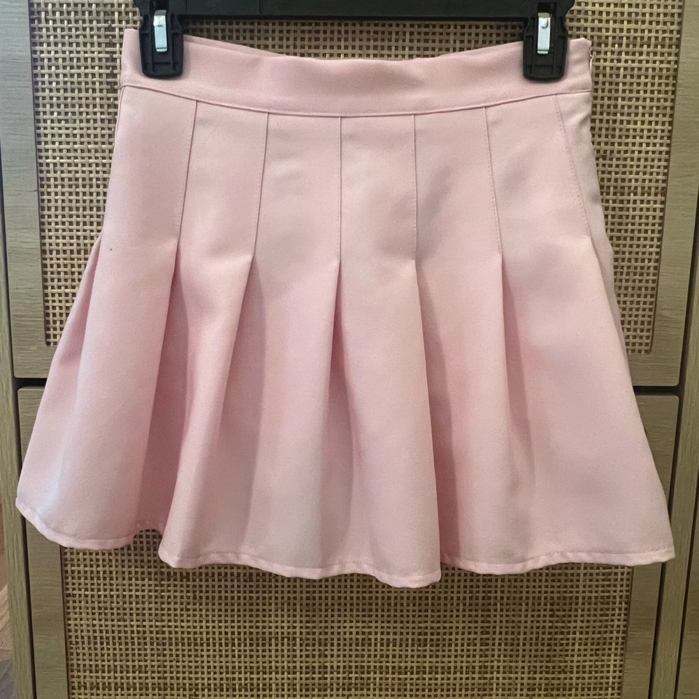 Pink Pleated Mini Skirt